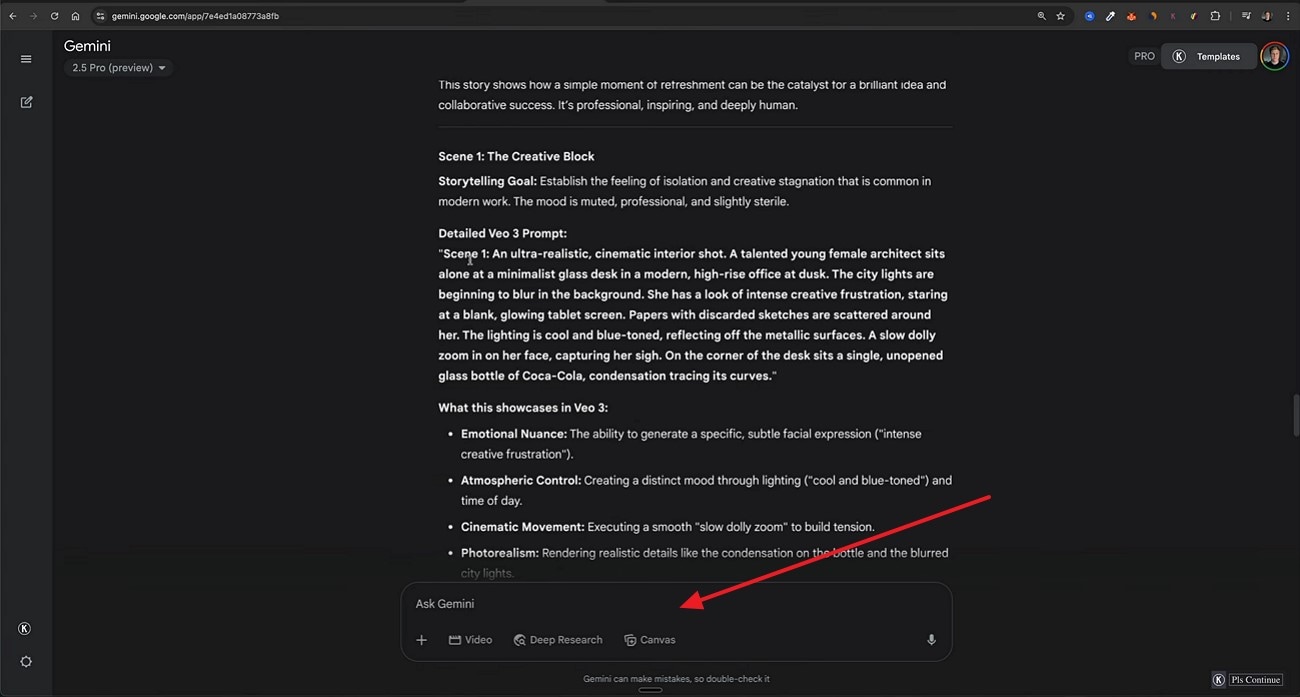 copy paste desired prompt generate video