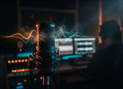 Audio drama session using a close vocal ahh take