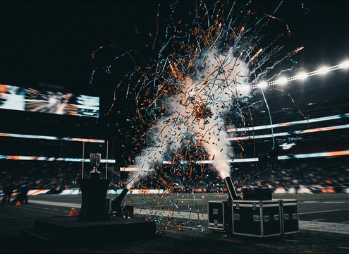 Confetti cannon burst sound for a sports victory montage