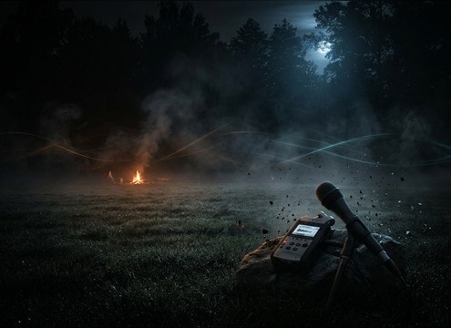 Cricket ambience under an exterior night establishing shot