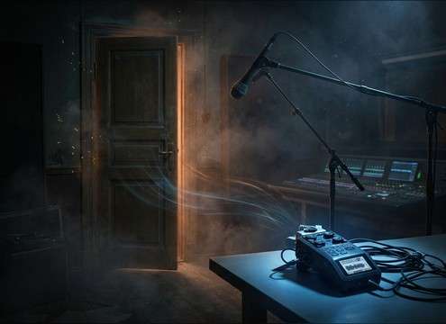 Audio drama door close with room tone bed