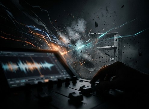 dramatic trailer impact hit aligned to a cut