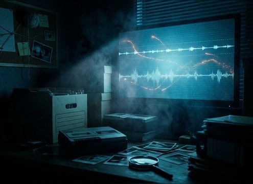 dark boom accent for a true crime reveal