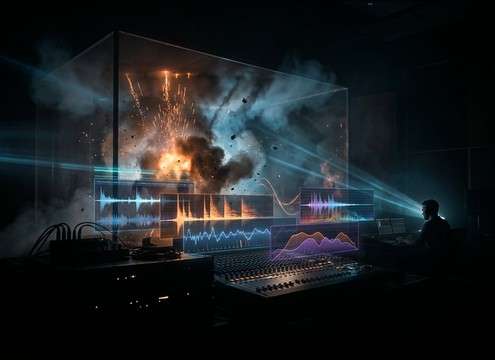 Layered explosion sound design