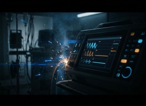 Flatline sound used in a medical device UI demo