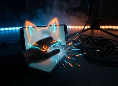 AR fox sticker using short yip sound effect on tap