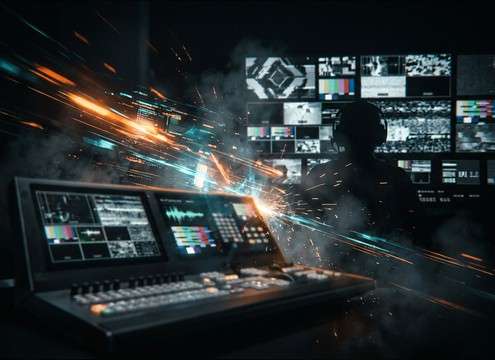 Glitch sound for stream overlay scene switch