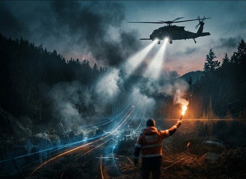 Helicopter search and rescue arrival sound effect timing