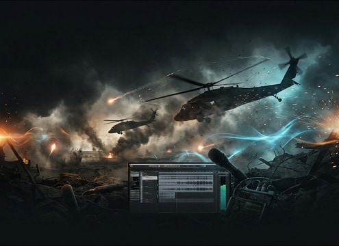 Cinematic military helicopter flyby sound effect