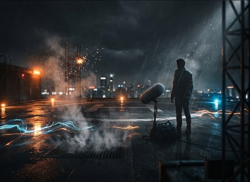 Rooftop helipad ambience rotor wash sound effect