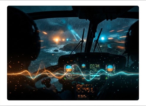 Helicopter cockpit interior muffled rotor sound effect
