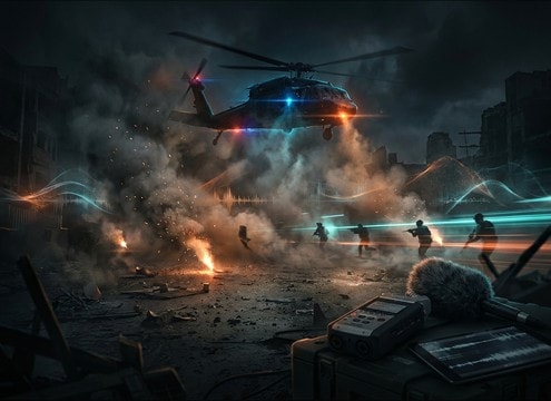 Game extraction helicopter approach hover landing sound effect