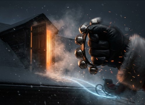Close sleigh bells cue for a Santa arrival scene