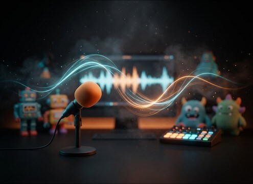 Kids animation scene with gentle giggle audio
