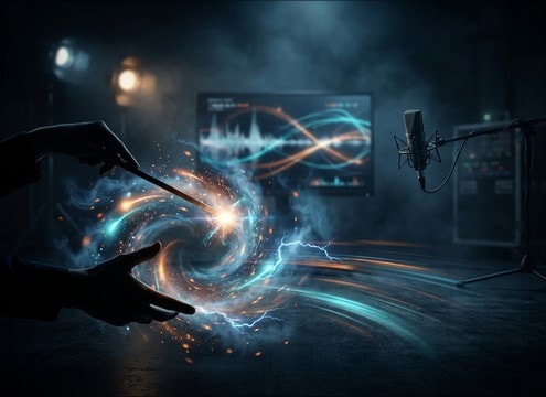 Magic spell casting sound effect synced to wand movement