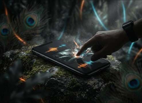 Nature app using peacock call as UI feedback sound