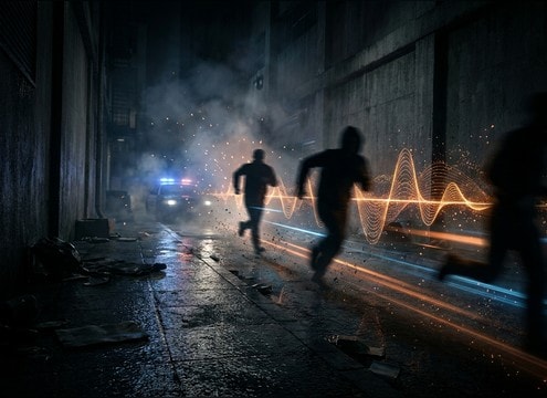 Editor placing running footsteps in a chase scene timeline