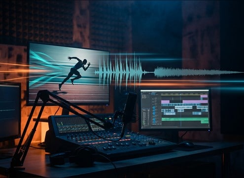 Sports montage with track sprint sound design