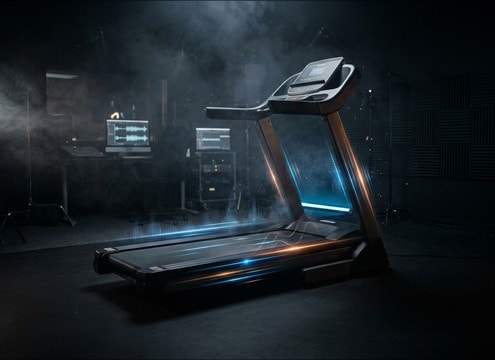 Treadmill demo video with steady running sound