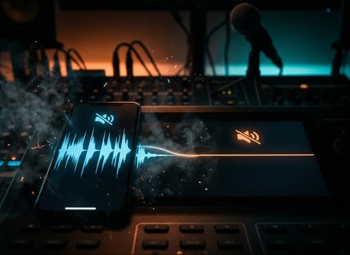 Mobile app audio state showing mute silence