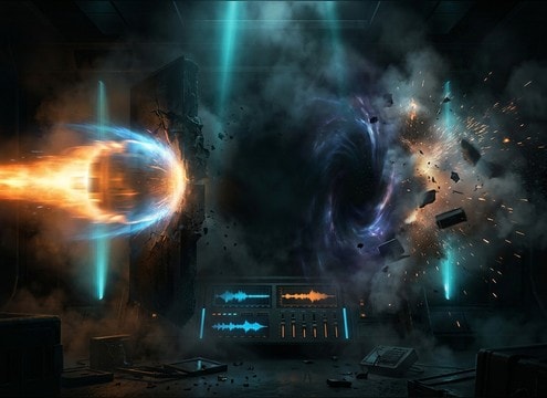 Trailer cut with silence before impact sound