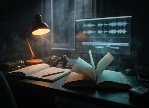 Pencil tap and page flip montage thinking sounds