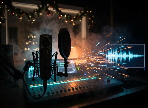 Radio ad timeline with a short turkey gobble stinger
