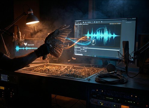 Mobile game creature actions triggered by turkey clucks and wing flaps