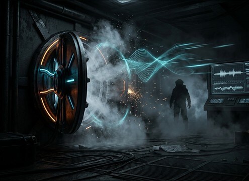 Airlock pressure hiss sound for sci-fi corridor