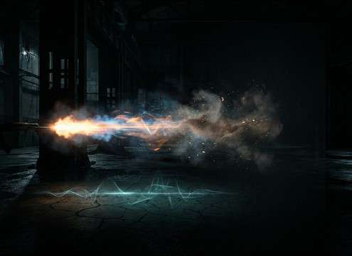 Trailer edit using spaced AK47 shots with controlled decay
