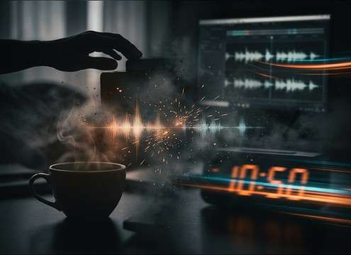 Alarm clock beep used in a morning montage timeline