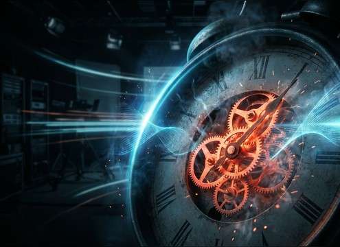 Thriller scene with ticking clock underscoring urgency