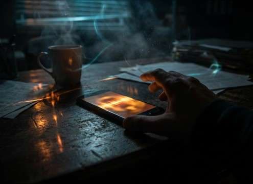 Amber alert tone used as an on-screen phone notification in a scene