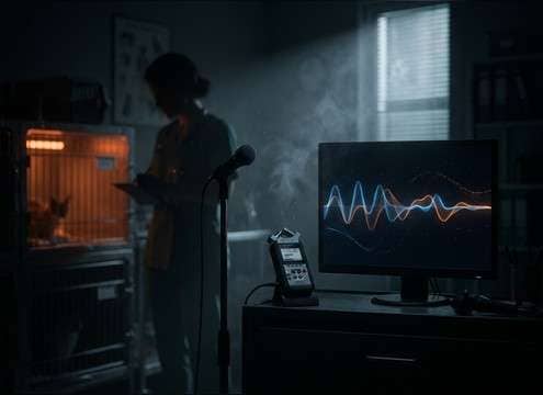 Subtle angry cat growl under a shelter scene
