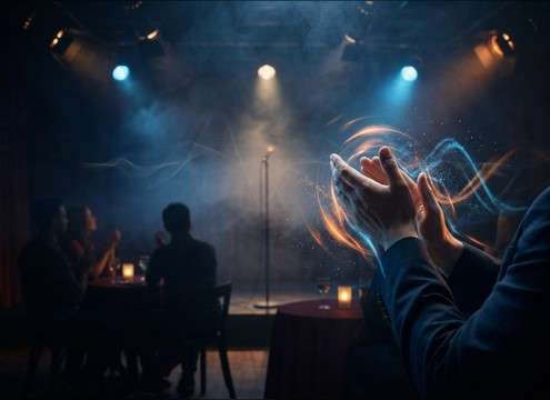 Close applause in a comedy club scene