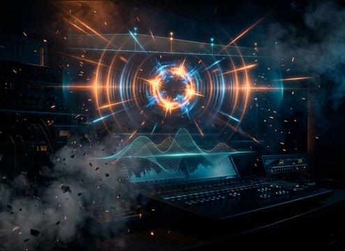 Layered explosion sound design