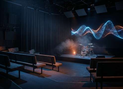 Roomy ba-dum-tss cue under a sitcom scene tag