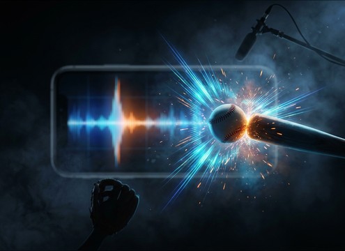 Baseball game UI using bat crack and glove pop cues