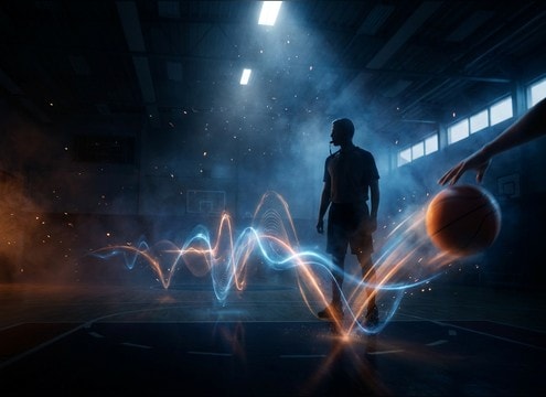 Training simulation audio panel with dribble and pass impact sounds