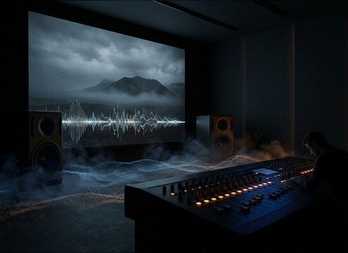 Suspense scene ambience with a low rumble bed