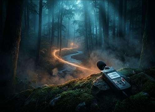 Forest ambience with distant bear sound effects