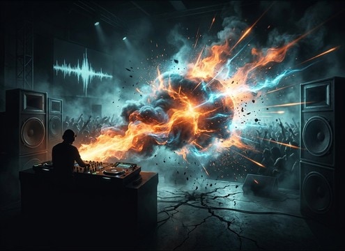 EDM timeline showing a beat drop marker at the first chorus