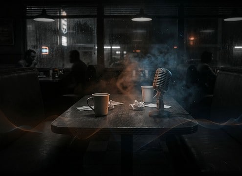 Diner ambience with a subtle background belch effect