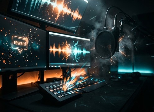 Livestream overlay using a belch stinger sound effect