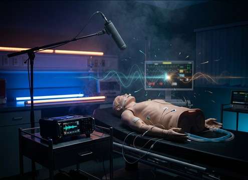 Medical simulation using subtle splat and drip sound cues