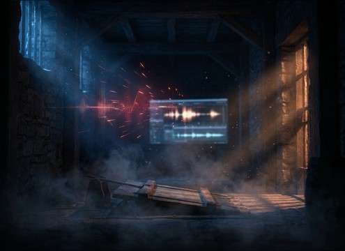 Haunted room audio with looping drips and triggered splats