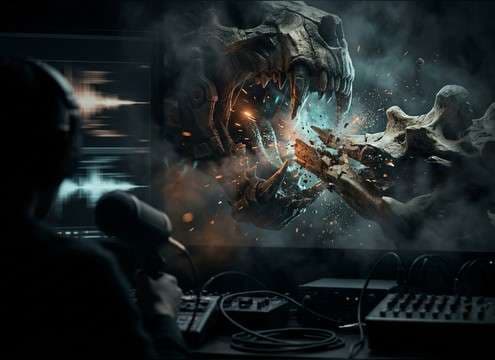 Monster biting sound design with crunchy bone breaks