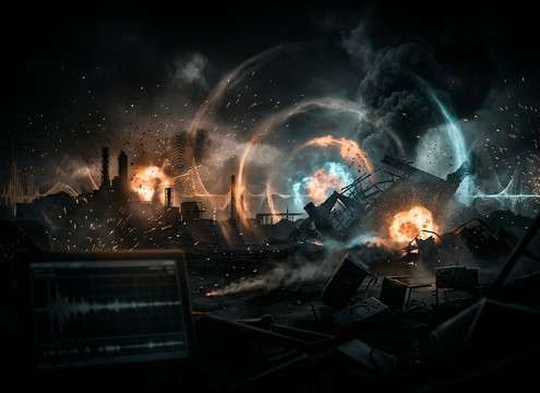 Disaster scene explosion sounds