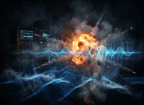 Layered explosion sound design