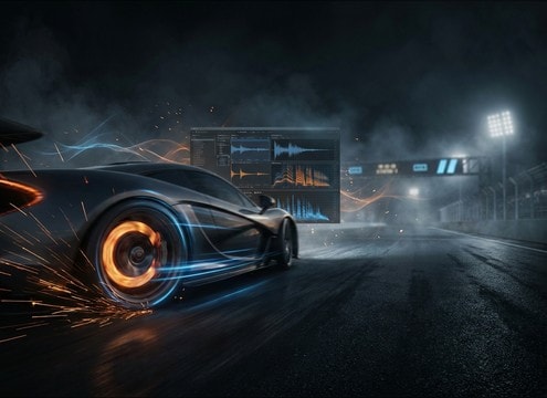 Racing game using ABS chatter and tire skid sounds